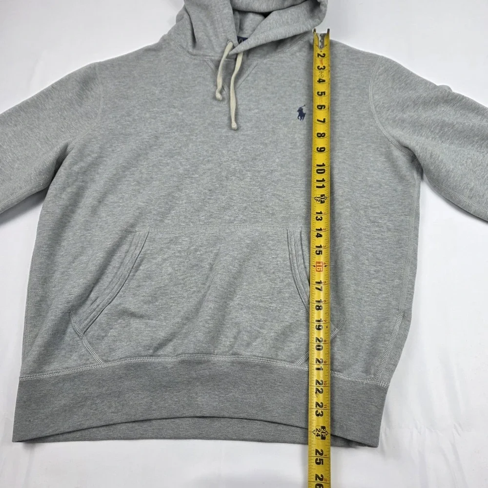 Polo Ralph Lauren Hoodie Mens Medium Gray Fleece Pullover Sweatshirt Logo